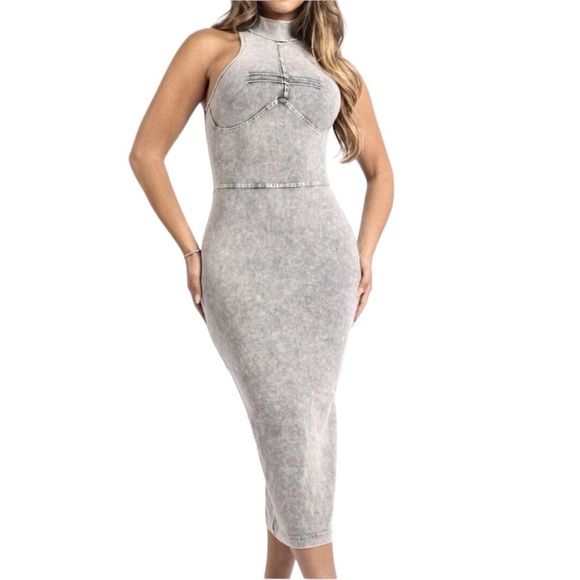 Bodycon Dress Mineral Washed Tank Midi Dress Sleeveless Grey
New - Picture 4 of 12